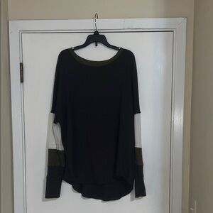 SO Women's charcoal and White Long Sleeve Tee